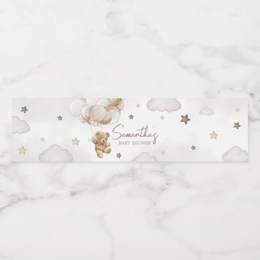 Bruin Ballon Beer Baby shower Waterfles Etiket (Enkel label)