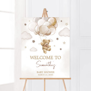 Bruin Ballon Beer Baby shower Welkom Poster