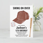 Bruin Baseball Birthday-uitnodigingen Kaart (Staand voorkant)