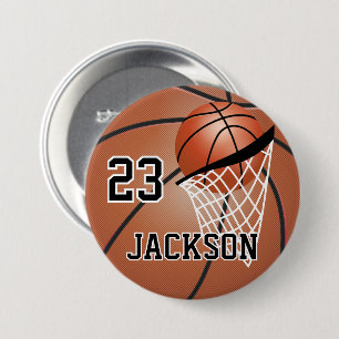 Bruin Basketball-ontwerp   Personaliseren Ronde Button 7,6 Cm