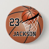 Bruin Basketball-ontwerp | Personaliseren Ronde Button 7,6 Cm (Voorkant)