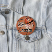 Bruin Basketball-ontwerp | Personaliseren Ronde Button 7,6 Cm (In situ)