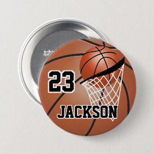 Bruin Basketball-ontwerp   Personaliseren Ronde Button 7,6 Cm