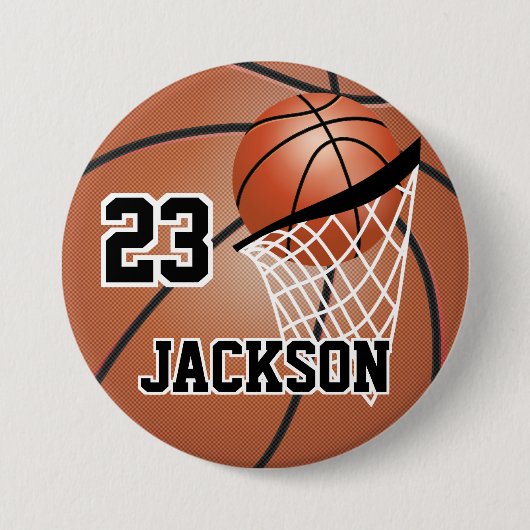 Bruin Basketball-ontwerp | Personaliseren Ronde Button 7,6 Cm (Voorkant)