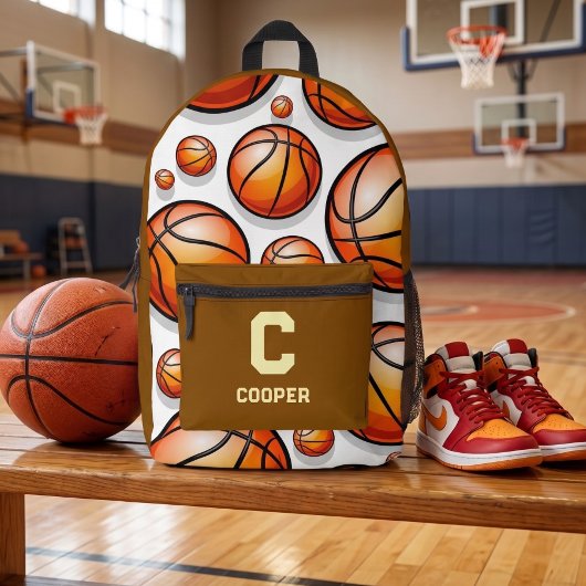 Bruin basketbalpatroon bedrukte rugzak