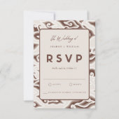 Bruin Batik Wedding RSVP Kaart  (Voorkant)