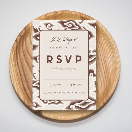  Bruin Batik Wedding RSVP Kaart 