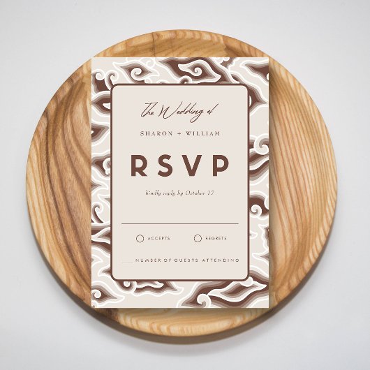Bruin Batik Wedding RSVP Kaart