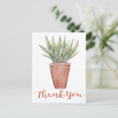 Bruin Bedankt Waterverf Groene Cactus Succulent Briefkaart (Staand voorkant)