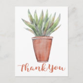 Bruin Bedankt Waterverf Groene Cactus Succulent Briefkaart (Voorkant)