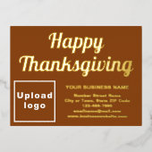 Bruin Bedrijfs Merk op Thanksgiving Folie Feestdagen Briefkaart (Voorkant)
