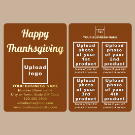 Bruin Bedrijfs Merk op Thanksgiving Folie Feestdagenkaart