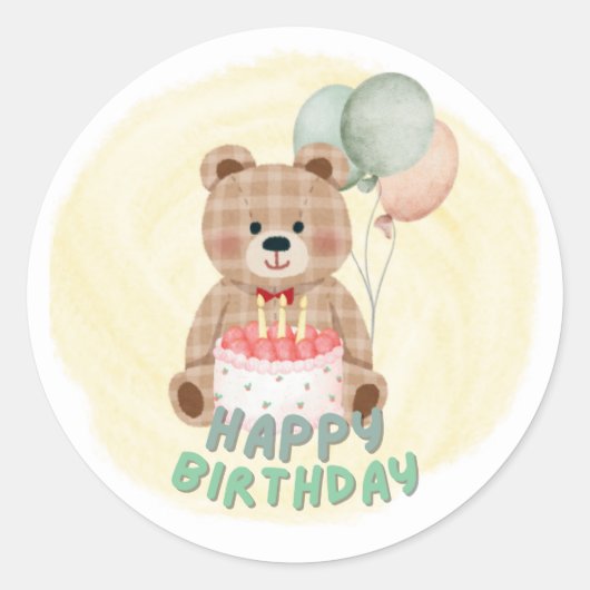 BRUIN BEER 1E BABY VERJAARDAG STICKER (Voorkant)