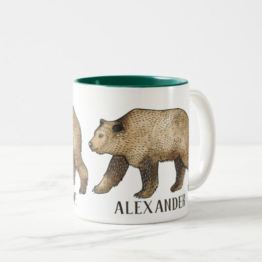 Bruin Beer - Aangepaste koffie-Mok Tweekleurige Koffiemok (Voorkant rechts)