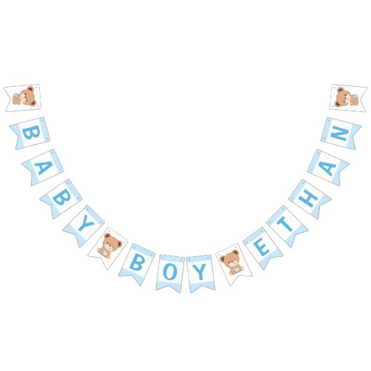Bruin Beer Baby shower Bunting Flag (blauw) Vlaggetjes (Alle)