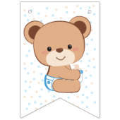 Bruin Beer Baby shower Bunting Flag (blauw) Vlaggetjes (Eerste vlag)