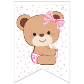 Bruin Beer Baby shower Bunting Flag (roze) Vlaggetjes (Eerste vlag)