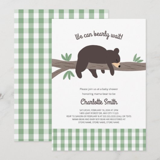 Bruin Beer baby shower Kaart (Voorkant / Achterkant)