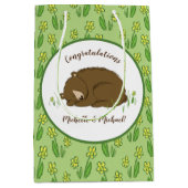 Bruin Beer Baby shower Woodland Medium Cadeauzakje (Voorkant)