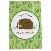 Bruin Beer Baby shower Woodland Medium Cadeauzakje (Achterkant)