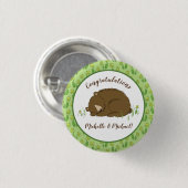 Bruin Beer Baby shower Woodland Ronde Button 3,2 Cm (Voorkant /achterkant)