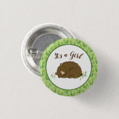 Bruin Beer Baby shower Woodland Ronde Button 3,2 Cm (Voorkant /achterkant)