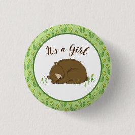 Bruin Beer Baby shower Woodland Ronde Button 3,2 Cm