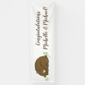 Bruin Beer Baby shower Woodland Spandoek (Verticaal)