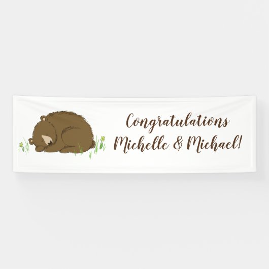 Bruin Beer Baby shower Woodland Spandoek (Horizontaal)