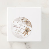 Bruin Beer Ballon Baby shower Ronde Bedankjes Labels (In situ)