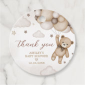 Bruin Beer Ballon Baby shower Ronde Bedankjes Labels (Voorkant)