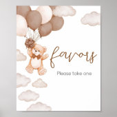 Bruin Beer Ballon Bearly Wait Baby shower Favors Poster (Voorkant)