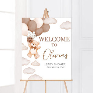 Bruin Beer Ballon Bearly Wait Baby shower Welkom Poster