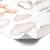 Bruin Beer Ballon Bearly Wait Baby shower Welkom Poster (Hoek)