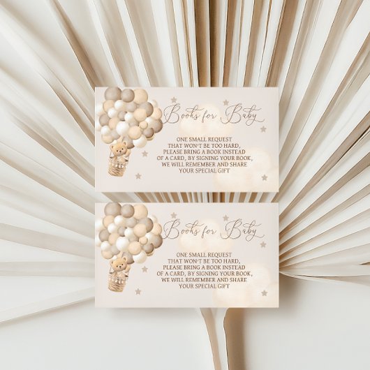 Bruin Beer Ballonnen Boeken voor Baby Baby shower Informatiekaartje
