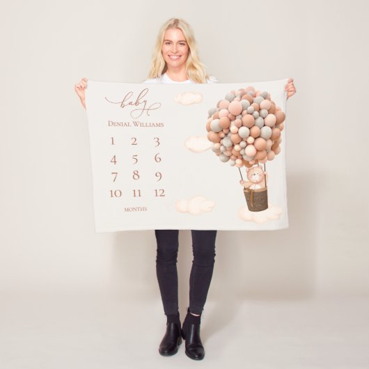 Bruin Beer Balloons Baby Blanke Fleece Blanket Deken (In situ)