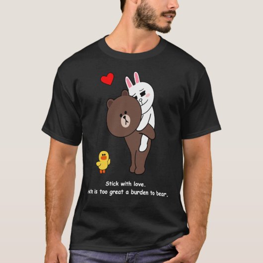 Bruin Beer beton Bunny Rabbit Stick T-shirt (Voorkant)