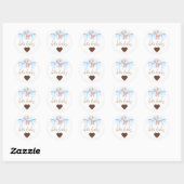 Bruin Beer Blue Bow Baby shower Ronde Sticker (Vel)