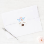 Bruin Beer Blue Bow Baby shower Ronde Sticker (Envelop)