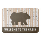 Bruin Beer Bomen Rustic Lodge Cabin Badmat (Voorkant)