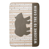 Bruin Beer Bomen Rustic Lodge Cabin Badmat (Voorkant Verticaal)
