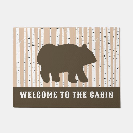 Bruin Beer Bomen Rustic Lodge Cabin Deurmat (Voorkant)
