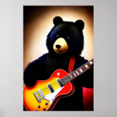 Bruin beer dat gitaar speelt | AI Art. Poster (Voorkant)