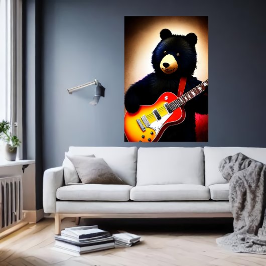 Bruin beer dat gitaar speelt | AI Art. Poster
