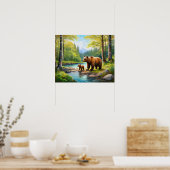 Bruin Beer en Baby 2 Poster (Keuken)