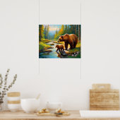 Bruin Beer en Baby 3 Poster (Keuken)