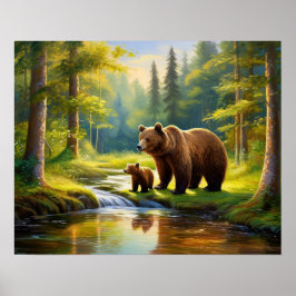 Bruin Beer en Baby 4 Poster