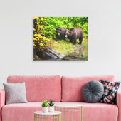 Bruin Beer en kauwen | Hyder, Alaska Canvas Afdruk (Insitu (Woonkamer))