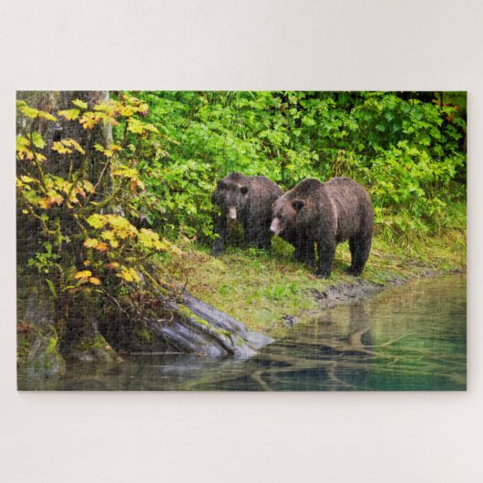 Bruin Beer en kauwen | Hyder, Alaska Legpuzzel (Horizontaal)