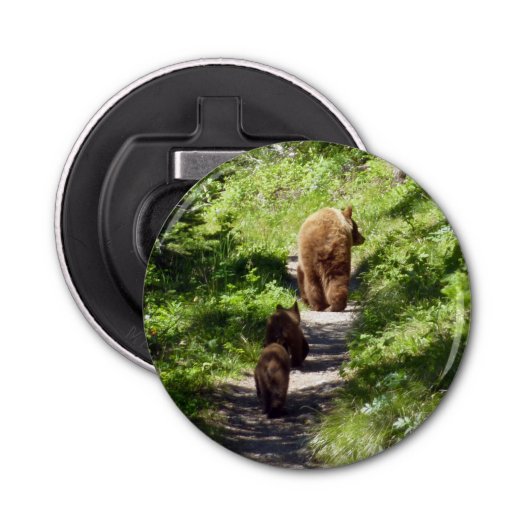 Bruin Beer familie Button Flesopener (Voorkant)